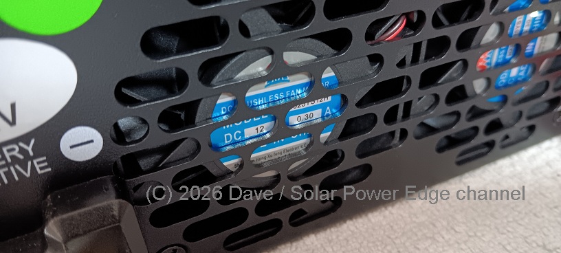 The inverter has 2 12v 3.6w BLDC fans on the back for cooling