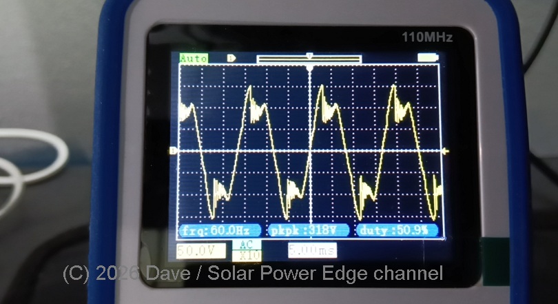 Oscilloscope trace of the sine waveform while starting inductive load