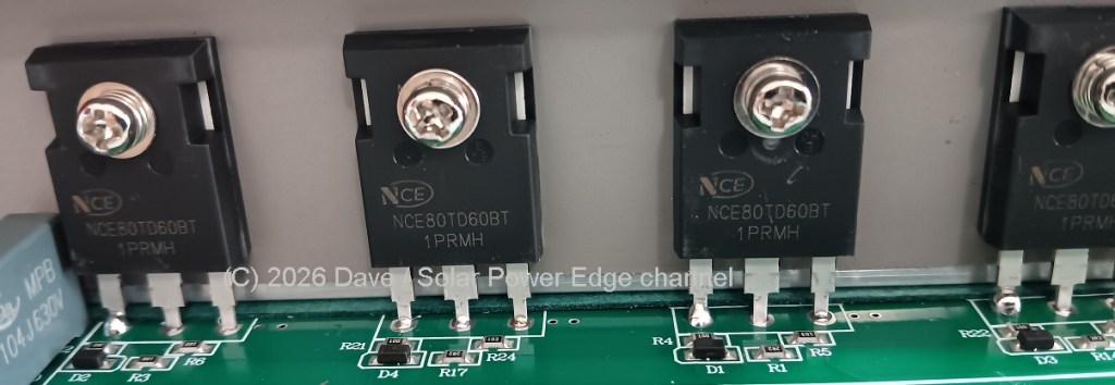 4 beefy looking IGBTs handle the inverter's AC sine output