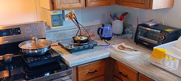 55V 48V DC House Off Grid load center PV2L DC BUS running induction cooktop KETTLE COOKTOP DC cooking in our house